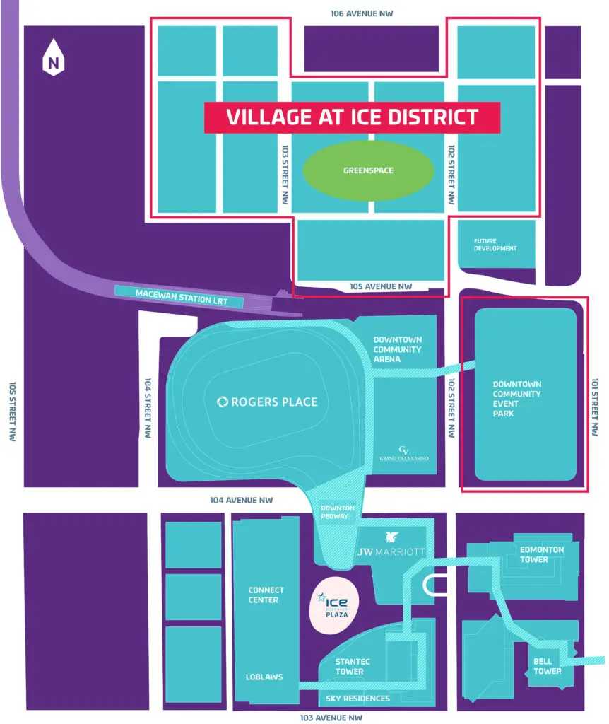 Edmonton Oilers Fan Park ICE District map